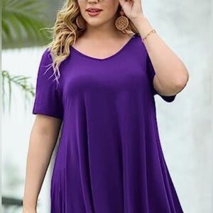 Elie Mc Carthy Short Sleeve Purple Women's Top 3X